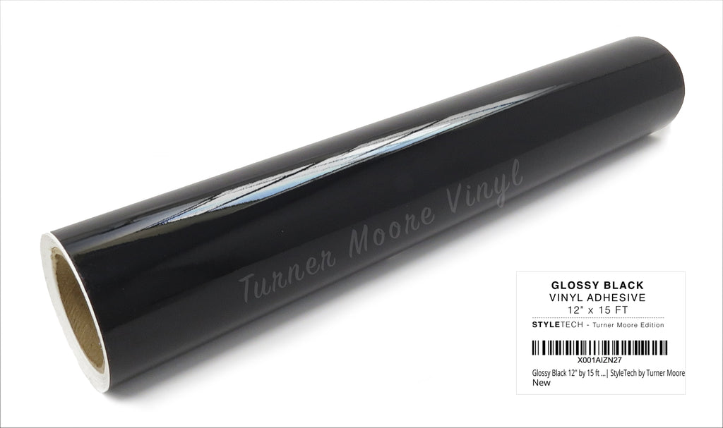 Black Adhesive Vinyl Roll 12" by 15 FT by Turner Moore Vinyl