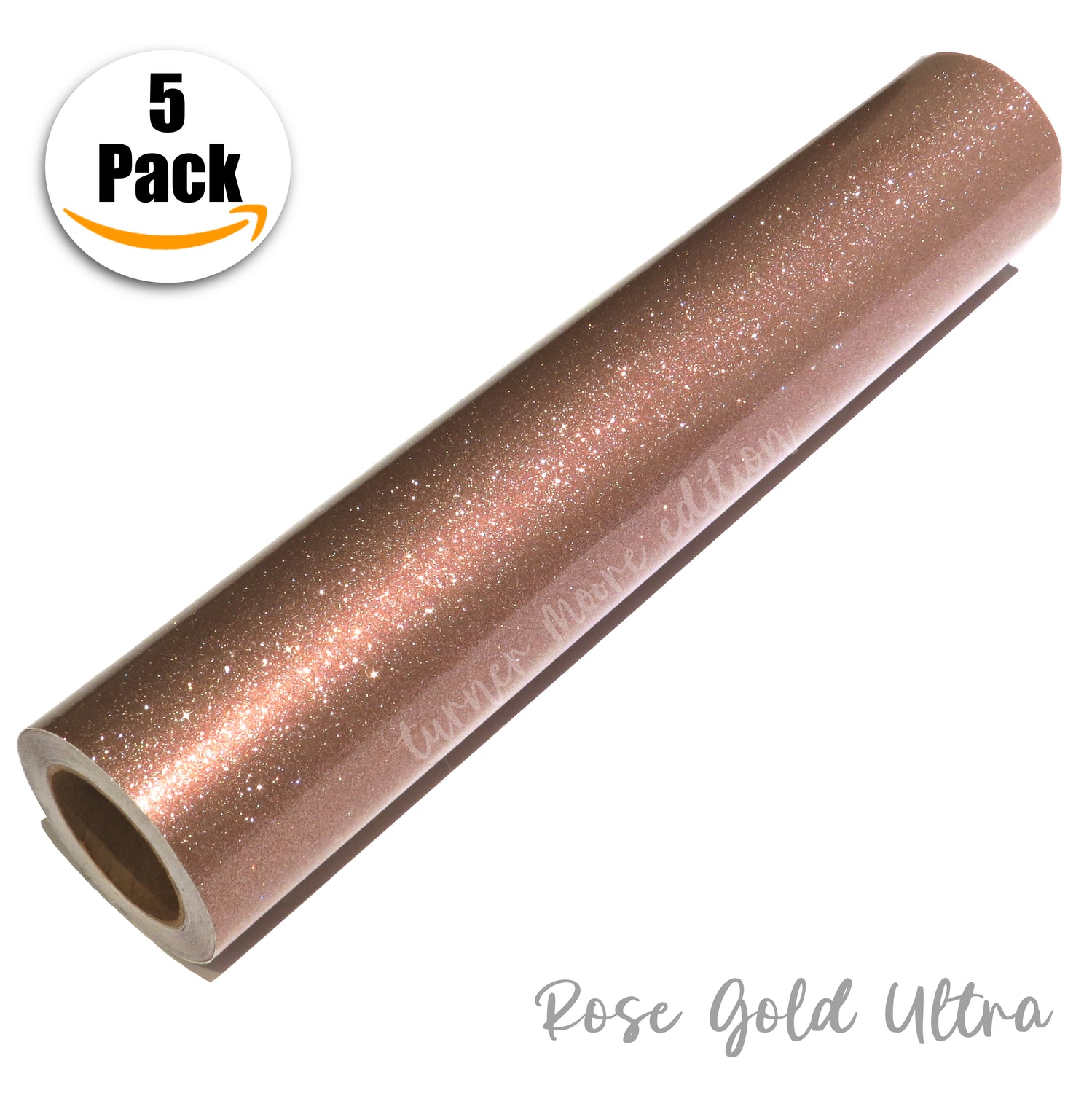Rose Gold Glitter Vinyl Adhesive, 12x12 Ultra Glitter Vinyl Sheets for Cricut Joy Maker, Silhouette, Stickers, Decals, Permanent by Turner Moore